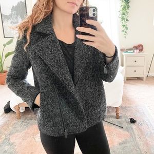 Forever 21 Grey Faux Wool Moto Coat Jacket (S)